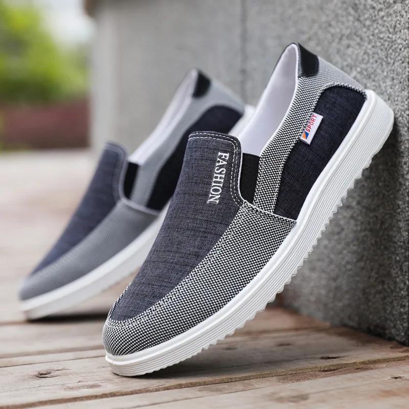 Canvas Shoes Men Breathable Board Shoes for Men One Foot for Work Middle-aged and Elderly Dad Casual Oversized Shoes