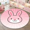 Decorative Round Bunny Rug Pink Throw Mat for Nursery Kids Room Floor Decor Playmat Cute Animals Room Decoration