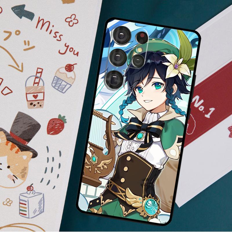 Husa de telefon Genshin Impact Venti pentru Samsung Galaxy S23 S21 S22 Ultra S8 S9 S10 Note 10 Plus S20 FE Cover