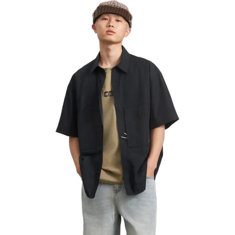 Converse Wordmark Utility Shirt Asia Sizing 'Black' Men's 10026433-A01