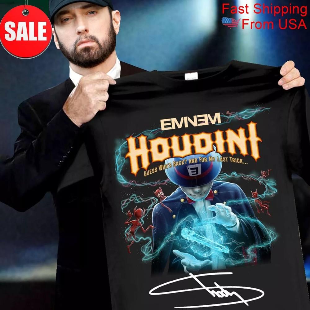 Новая футболка Eminem Houdini с автографом Подарок для фанатов Унисекс S-3XL Унисекс Футболка XXL