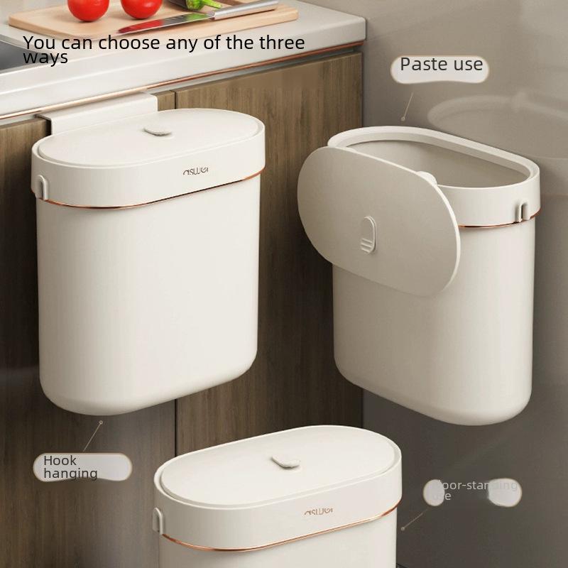 Wall-Mounted Kitchen & Bathroom Trash Can with Lid - Slim Design for Tight Spaces