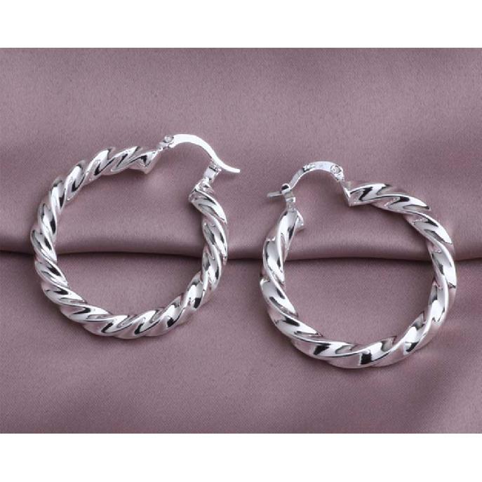 925 Sterling Silver New Twisted Form Earrings For Women Fashion Party Jewelry Long Earrings Gifts Wedding Gift cuteGood Product
