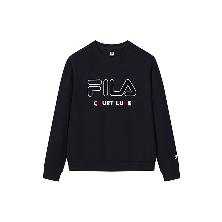 FILA Athletics Letter Print Sports Casual Pullover Sweatshirt Men sweatshirt Dark-Blue A11M133221F-NV XXL