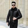 Men's Plus Velvet Thickened Faux Fur Collar Leather Jacket