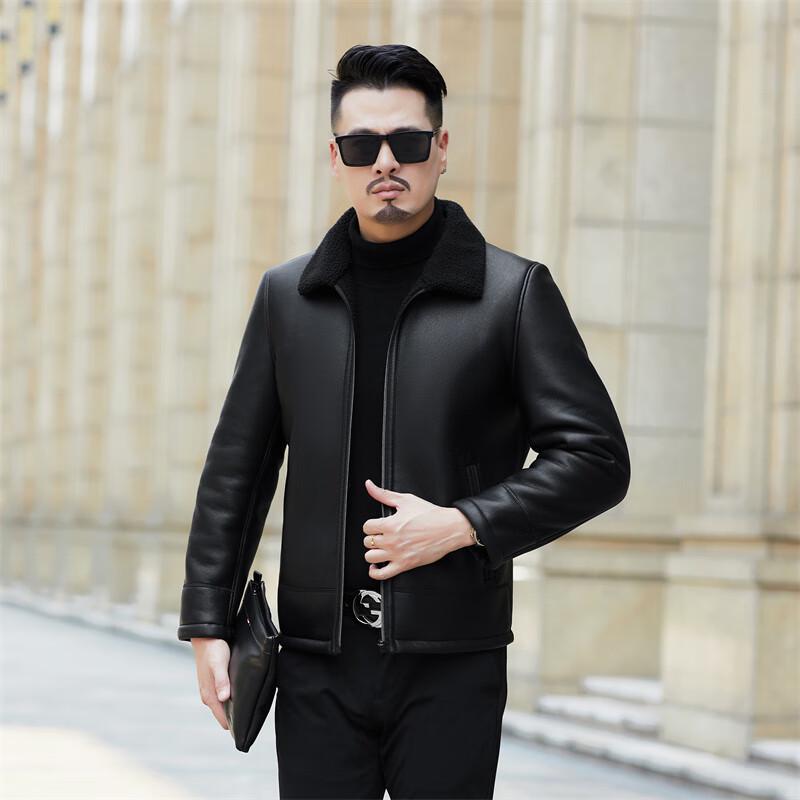 Men's Plus Velvet Thickened Faux Fur Collar Leather Jacket