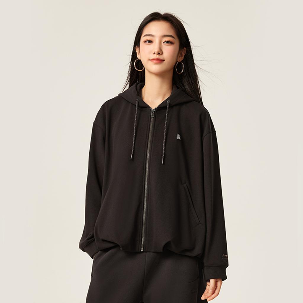 Li Ning Sports Lifestyle Serie Locker geschnittene Kapuzenjacke mit Logo Damenjacke AWDVC22-7