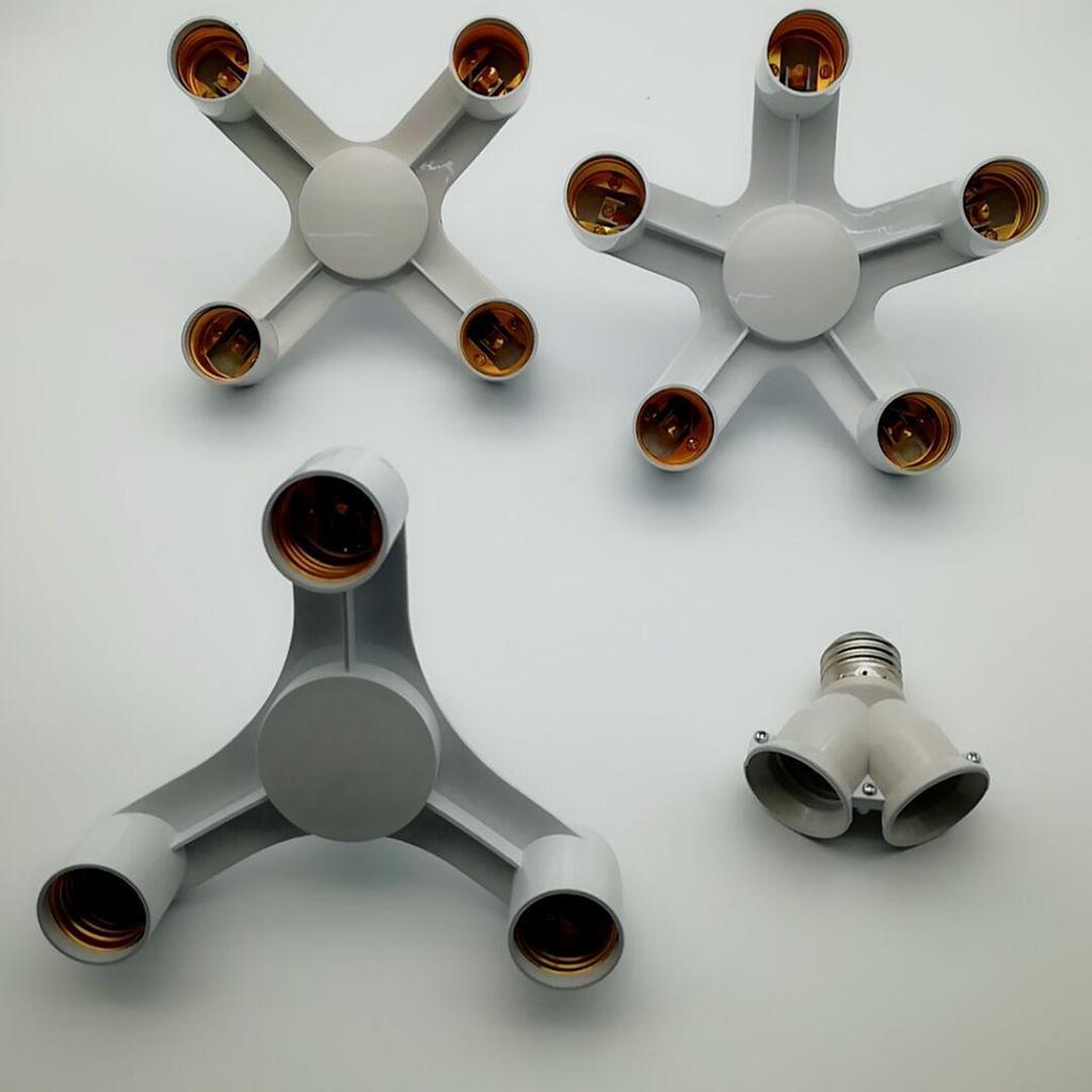 Multi-Socket E27 Lamp Holder Splitter: 1-to-2, 1-to-3, 1-to-4, 1-to-5 Spiral Head Adapter