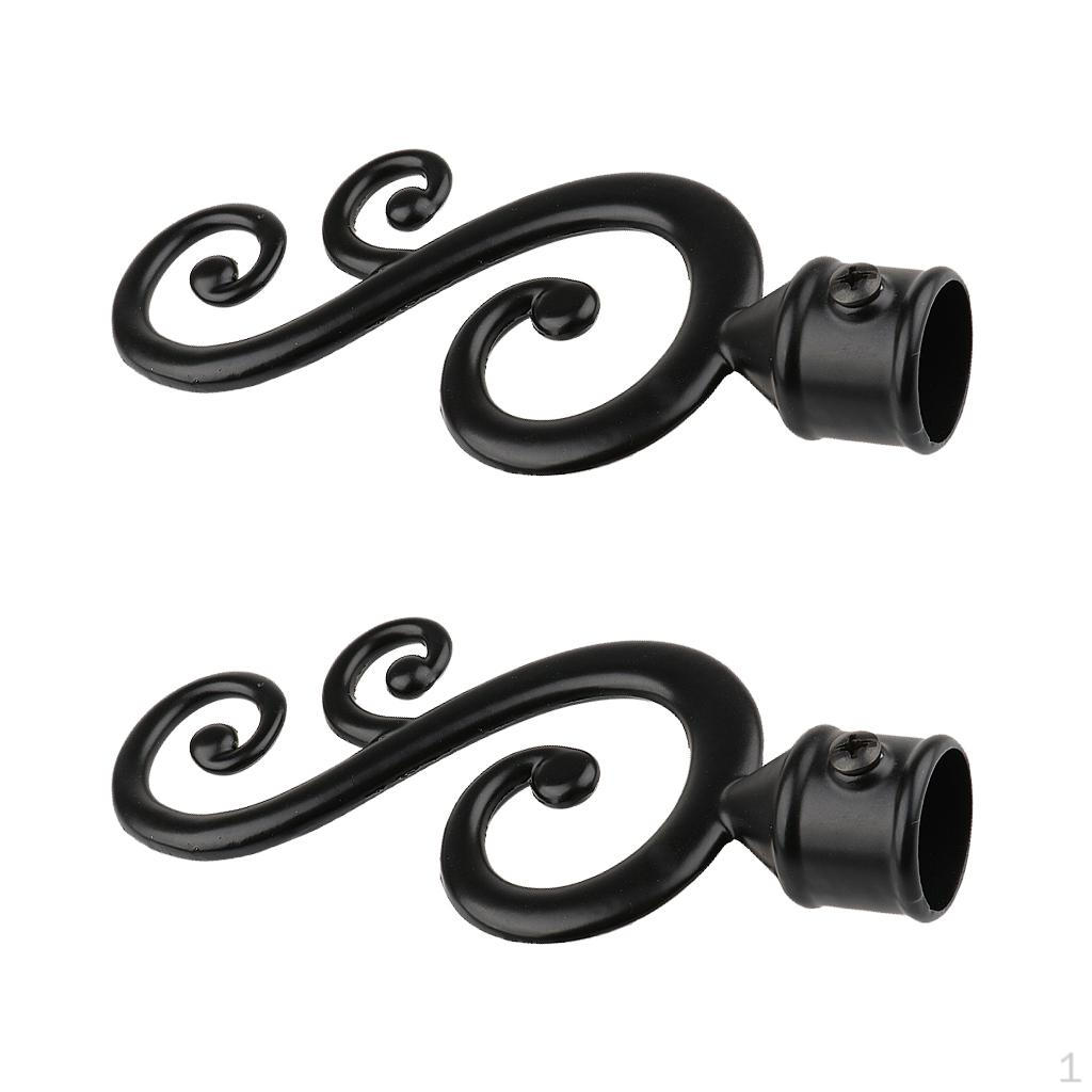 Window Curtain Rod/Pole Ends Cap Drape Pole Rail Final Heads, Fit Dia.22mm Rod, 3 Designs
