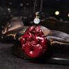 Purple Gold Sand Double Pixiu Ruyi Peace Pendant with Red Cinnabar Double Dragon Protector