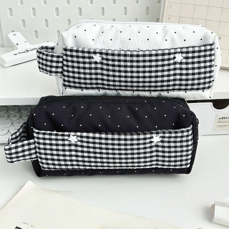 1Pcs Large Capacity Student Pencil Eraser Ruler Organizer Korean Pencil Case INS Aesthetic Causal Stationery Tote Bag
