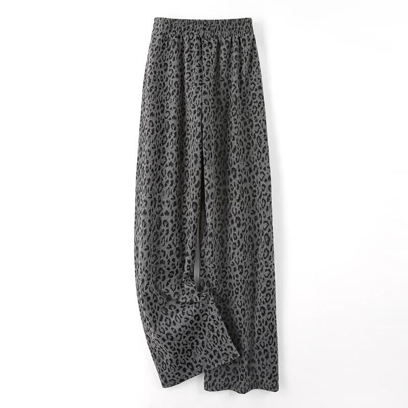 Women's Elastic Waist Leopard Print Drawstring Casual Pants