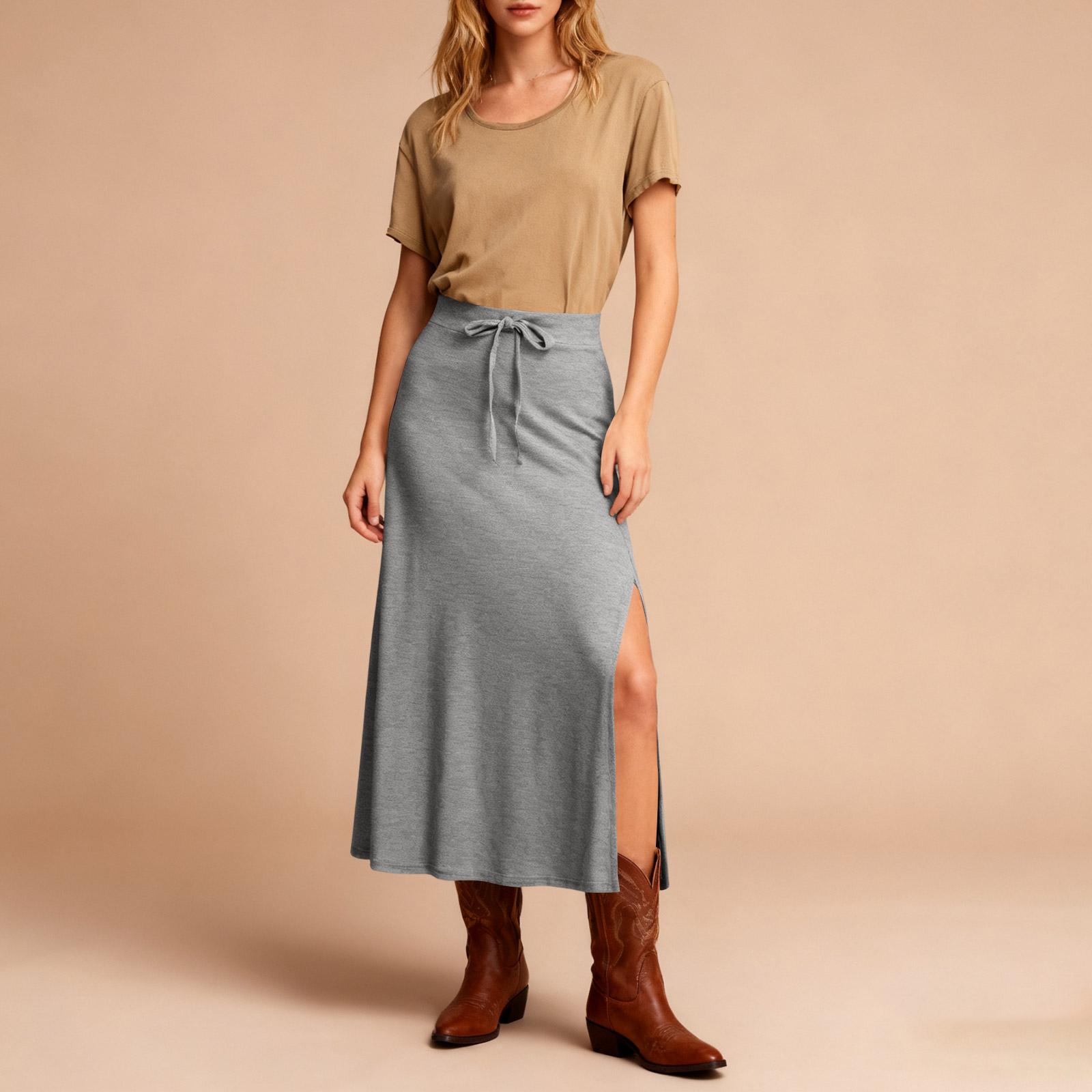 

Women Casual High Elastic Waist Slimming Lady Tight Long Solid Skirt M