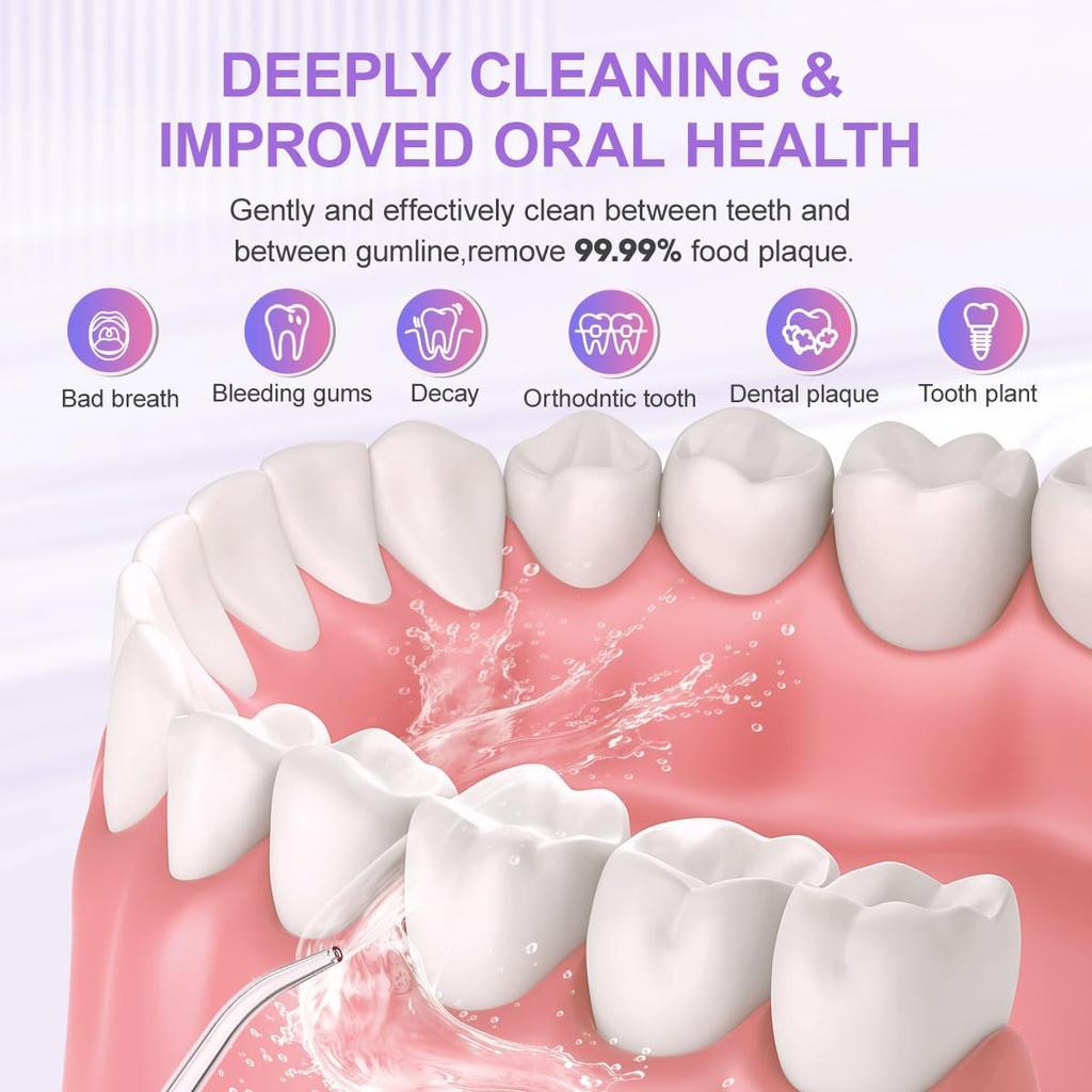 350mL/12oz Water Flosser with 3 Modes 6 Jet Tips,Dental Oral Irrigator USB Rechargeable Cordless Water Dental Picks for Teeth Cleaning,IPX7
