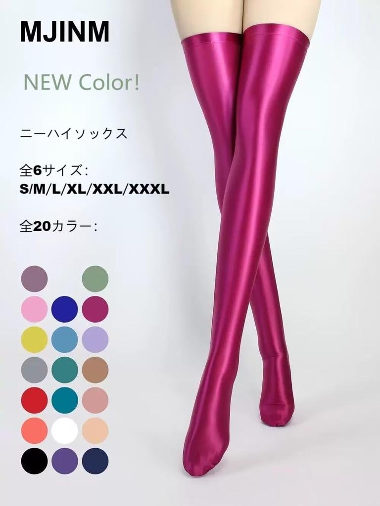 Super Shiny Knee High Very Long Stand Lace Campaign Bold Super Tempting Halloween [MJINM] Women's Stockings, Stretchy, Close-fitting, Socks, Out,