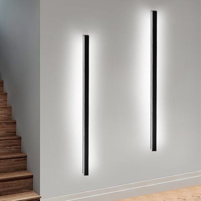 Kinkiet LED - NETTLIFE - 2x100 cm - Czarny - Metal - 32W - Zimna biel
