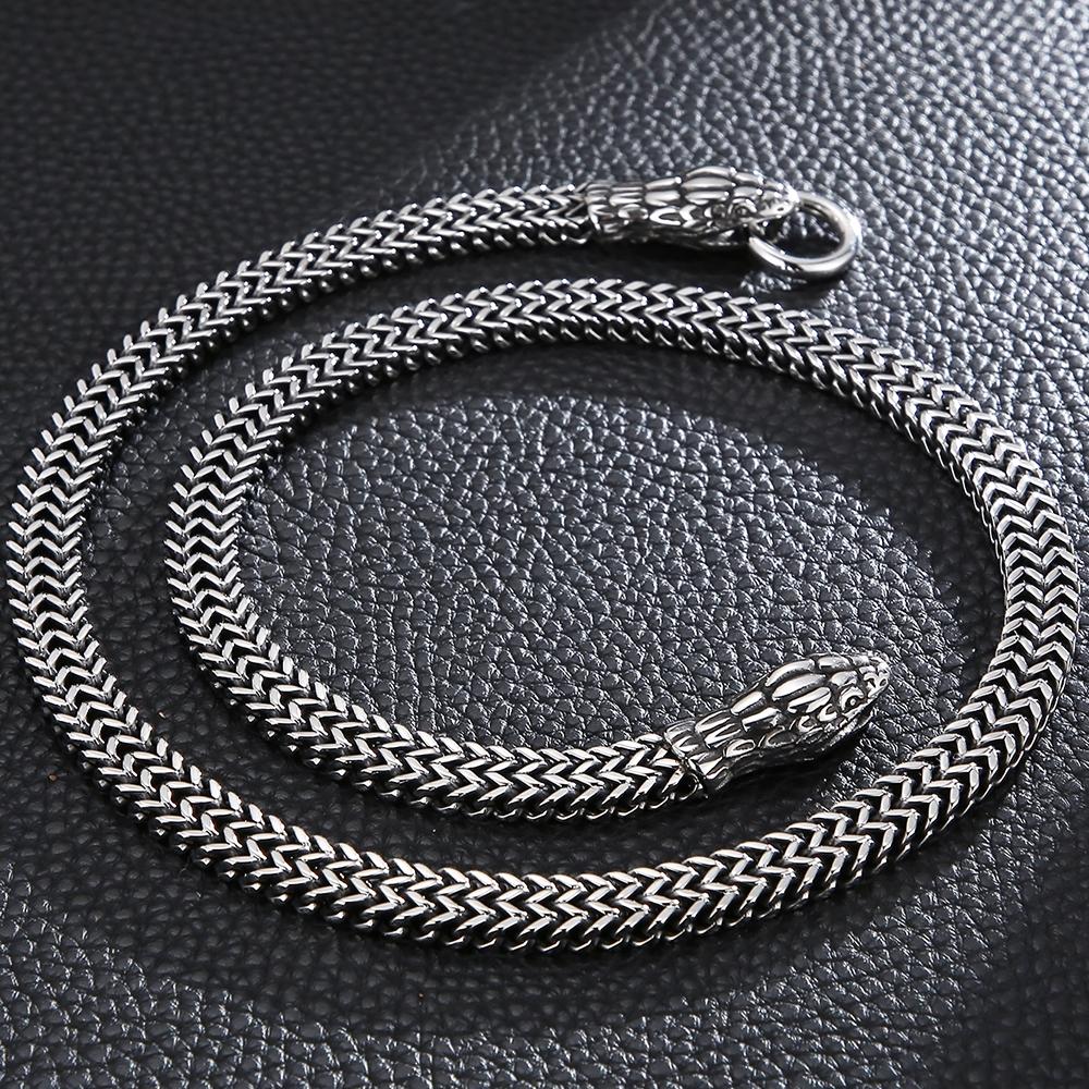 

8 мм цепочка с панцирным звеном мужская шея ожерелье для мужчин готическое из нержавеющей стали змея стиль мужское ожерелье 60 см длиной викинг ювелирные изделия