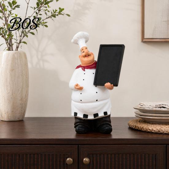 Dining Space Decoration Chef Figurine, Resin Countertop Table Decoration, Funny Statue with Cartoon Kitchen Accessory Seasoning Bottle/Bottle