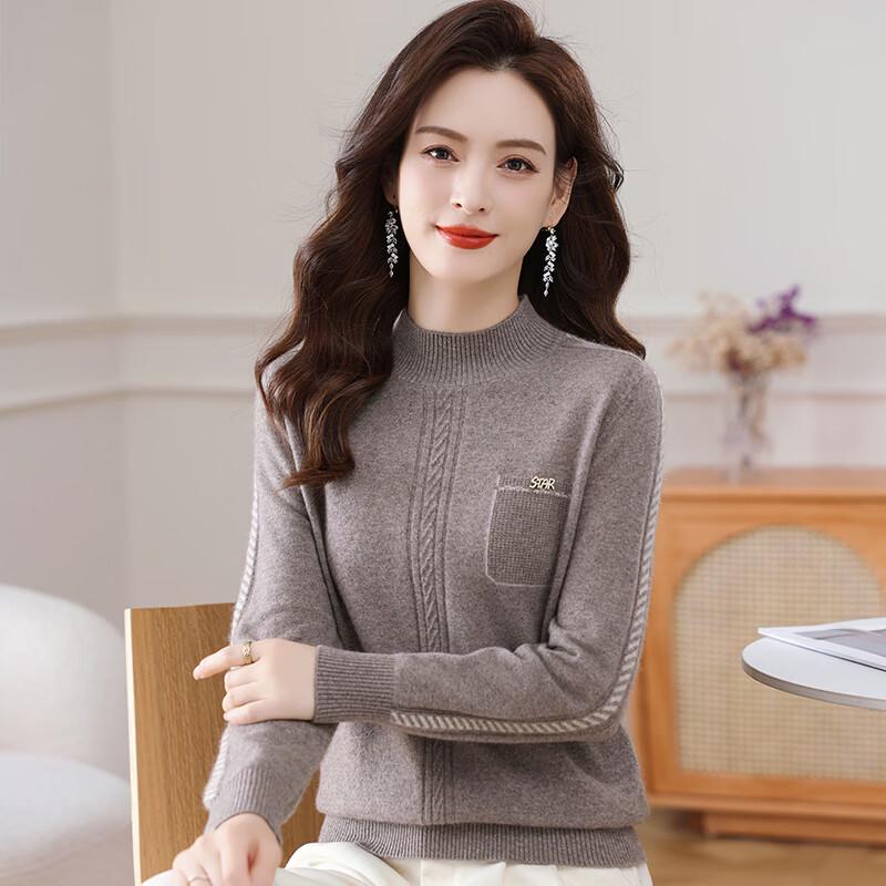 Fengmao Women's Half-High Collar Pullover Sweater