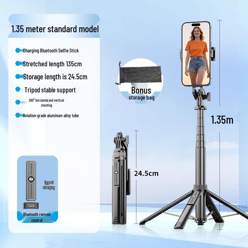 Y170 Bluetooth Selfie Stick & Tripod: Extendable, Stable Aluminum for Live Streaming with Camera Mount