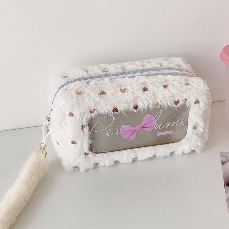 Soft Pencil Pouch Stylish Bowknot Decoration Roomy Interior Strong Zippers Closure Flexible for Students Professional