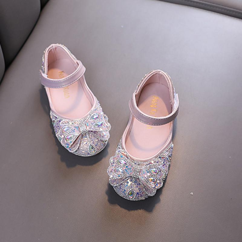 Neue Kinderlederschuhe Vielseitige Elegante Mädchen Prinzessin Schuhe Luxus Strass Kinder Causal Ballerinas Flach Atmungsaktiv