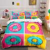 Colorful Donut Pop Art Pattern Bedding Duvet Cover Set Duvet Cover Pillowcases  (1*Duvet Cover 2*Pillowcases, Without Duvet Insert)