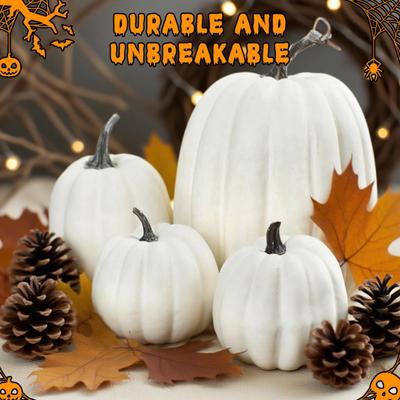 7 Stück Künstliche Kürbisse Sortierte Größen Faux Schaum Kürbis Basteln Bauernhaus Rustikal Herbst Tischdekoration für Halloween Kaminsims