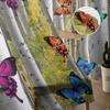 Color Butterfly Birch Forest Chiffon Sheer Curtains for Living Room Bedroom Home Decoration Window Voiles Tulle Curtain