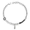 Stylish Two-Color Patchwork Chain Rectangular Pendant Titanium Steel Necklace