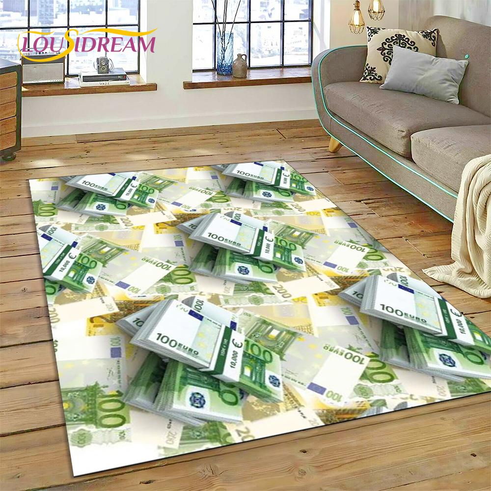 Teppich mit Dollar-, Euro- und Pfund-Motiv, Cartoon-Motiv, für Zuhause, Wohnzimmer, Schlafzimmer, Sofa, Fußmatte, Dekor, rutschfeste Bodenmatte für Kinder