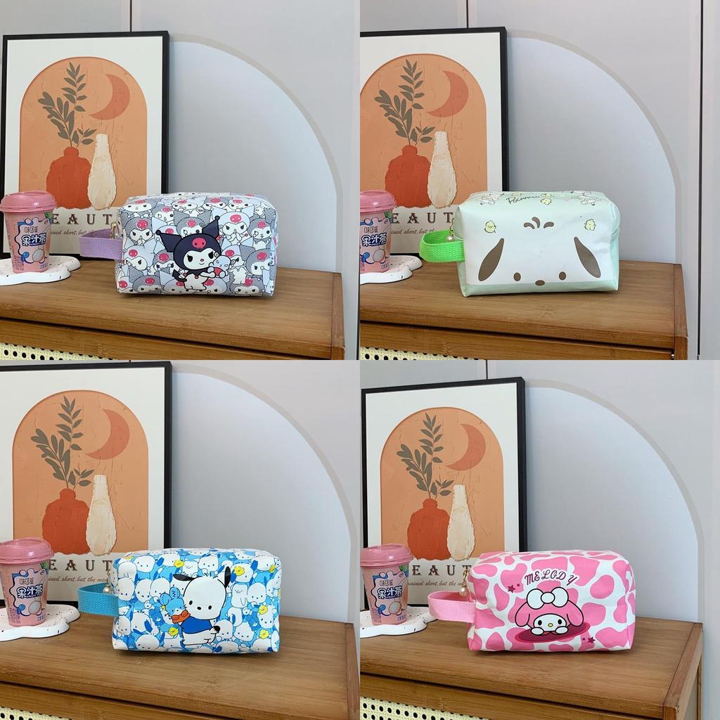 Cinnamoroll Kuromi Melody Print Nylon Travel Makeup Bag With Breathable Design For Unisex Use