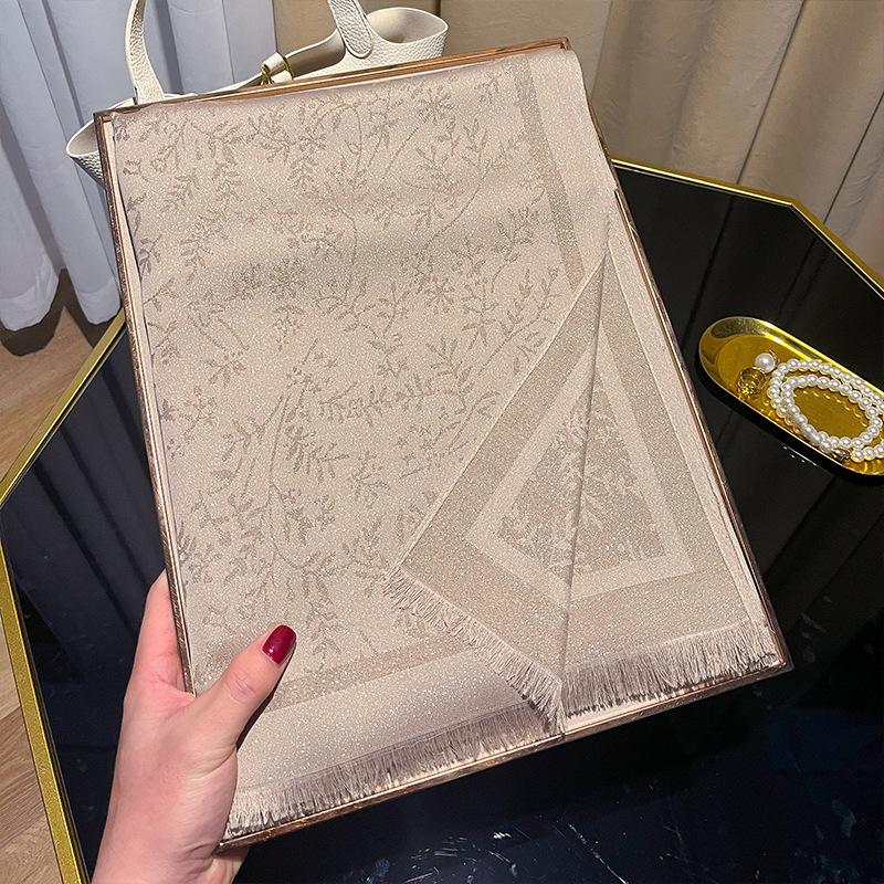 Spring And Summer Long Scarf Shawl Imitation Silk Scarf Women'S Fashion Versatile Travel Beach Scarf Shawl Tencel Cotton Gold Silk Scarf