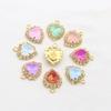 10 Pieces of 15 * 20mm Peach Heart Mocha Rhinestone Pendant, DIY Handmade Pet Necklace Accessories, Clothing, Wedding Decoration
