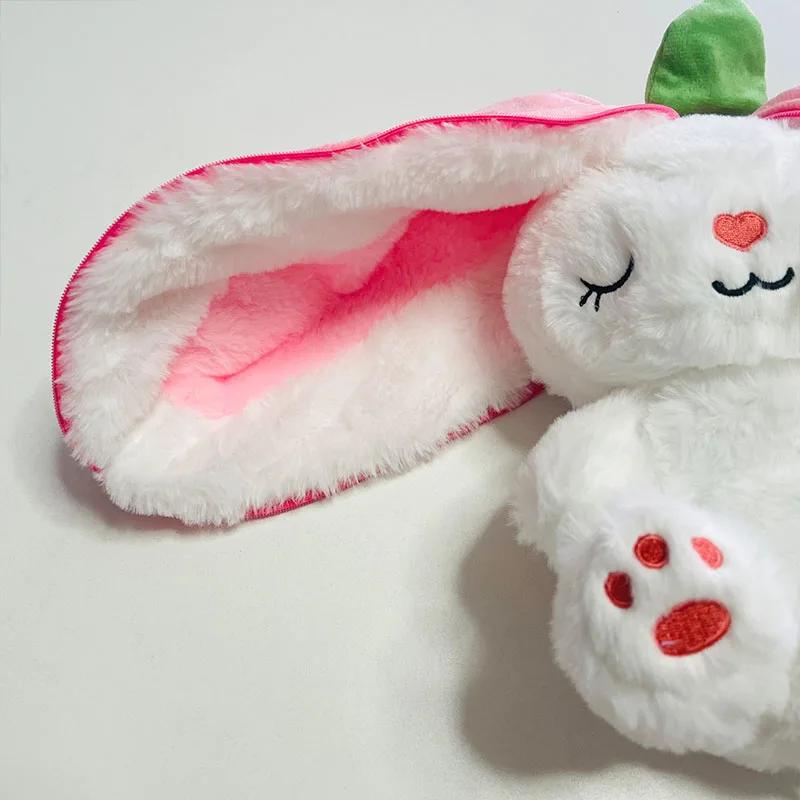 30cm Sleeping Light Doll Kid Birthday Gift Baby Music Strawberry Carrot Rabbit Plush Toys Stuffed Creative Into Bunny Transform