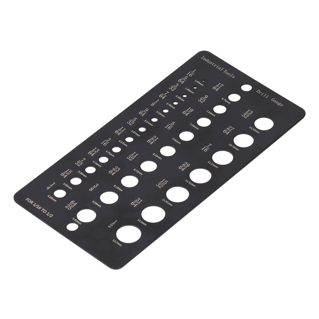 Calibru pentru Burghie cu 29 de Găuri de la 1/16 la 1/2 Inch Decimal Metric Verificator de Mărime pentru Burghie din Oțel Inoxidabil pentru O