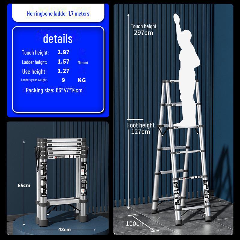 Multifunktionale Teleskop-Klappleiter aus Edelstahl