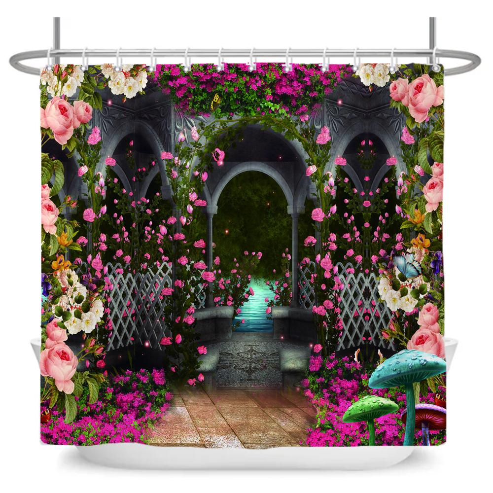 Fairy Tale Forest Waterproof Shower Curtain for Bathroom Cartoon Baby Decoration Bath Curtain Polyester Fabric with hooks