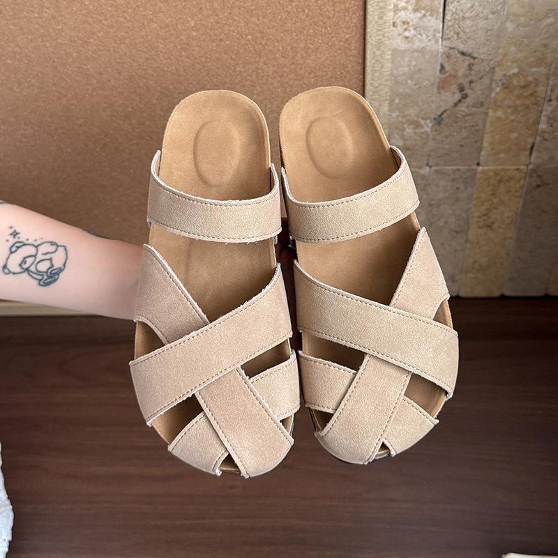 

Винтажный нишевый крест с головой в мешке и полушлепками, женская летняя обувь на педали, ажурная искусственная кожа, уродливый и милый 40