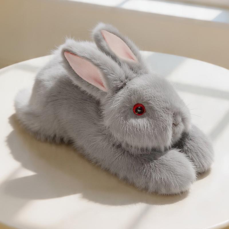 45cm Lying Long Fur Angora Rabbit Plush Toy Stuffed Grey Brown White Appeasing Cartoon Animal Cute Plushie Companion Gift