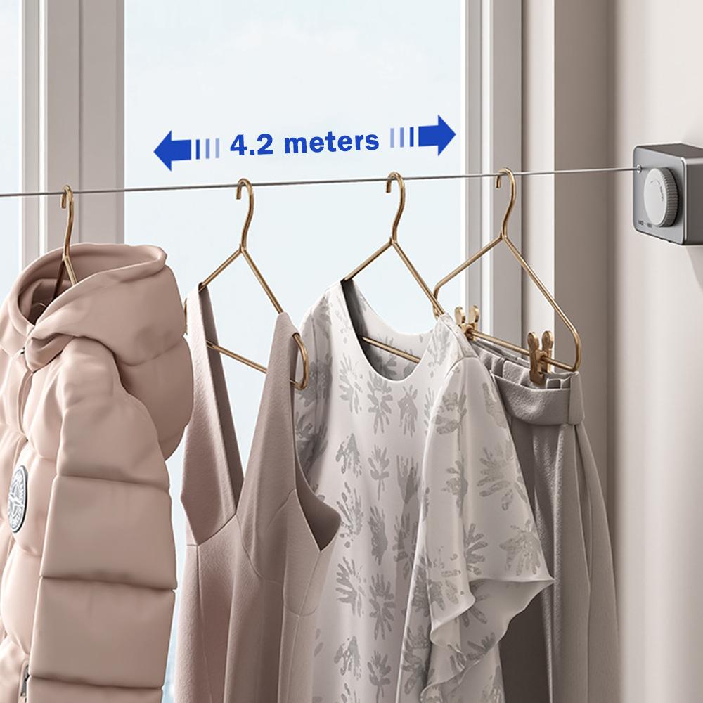 Retractable Clothesline Wall Mounted Invisible Clothes Drying Laundry Line Multipurpose Drying Rack Wall Rope For Home Balconies