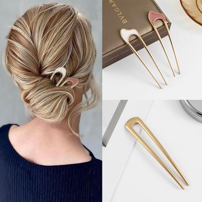Forcina per Capelli in Metallo Bastoncino Stile Francese a U Mollette per Capelli Smaltate Bastoncini a U Spille per Donne Ragazze Accessori per Acconciature Regali
