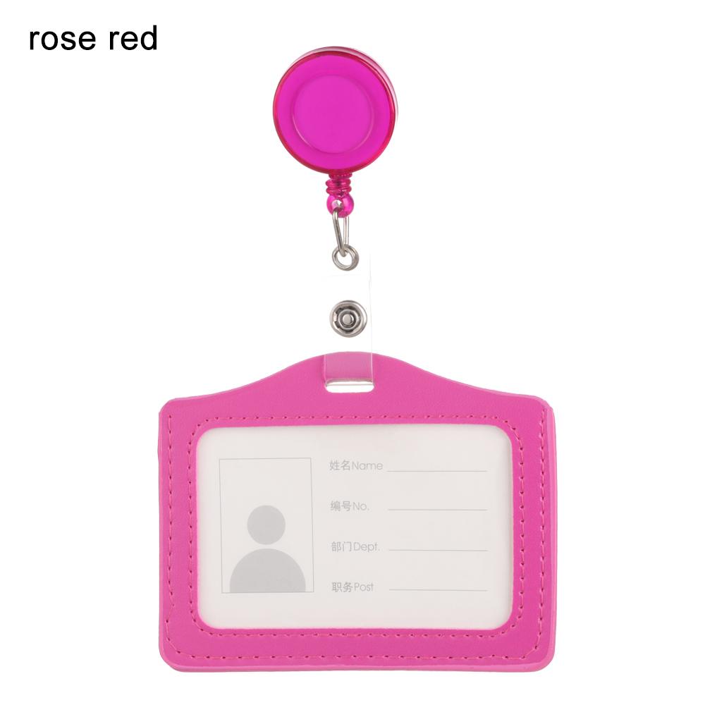Bank Credit Card Holders Bus ID Identity Cards Case Multicolor Badge with Retractable Reel Work Card Cover PU Leather Cardholder