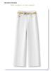 Women's White Wide-Leg Cropped Jeans, Summer 2026 Petite Size, Loose Slimming Straight-Leg Pants