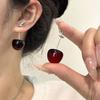 Red Cherry Pendant Stud Earrings Sweet Fashion Daily Commute Women Jewelry