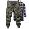 Casual overalls men's spring and autumn loose tied feet multi-pocket solid color overalls men