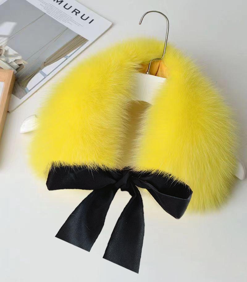 Fox Fur Collar Ladies Winter Furry Fur Collar Women Real Fox Fur Scarf Women Fox Fur Square Collar Short Scarf Shawl Winter