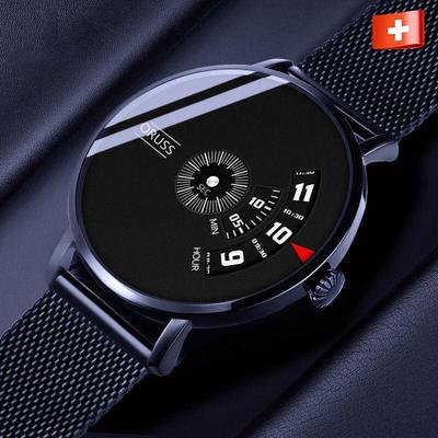 Men's Genuine Waterproof Steel Mesh Strap Watch with Fully Automatic Movement, Black Technology Design