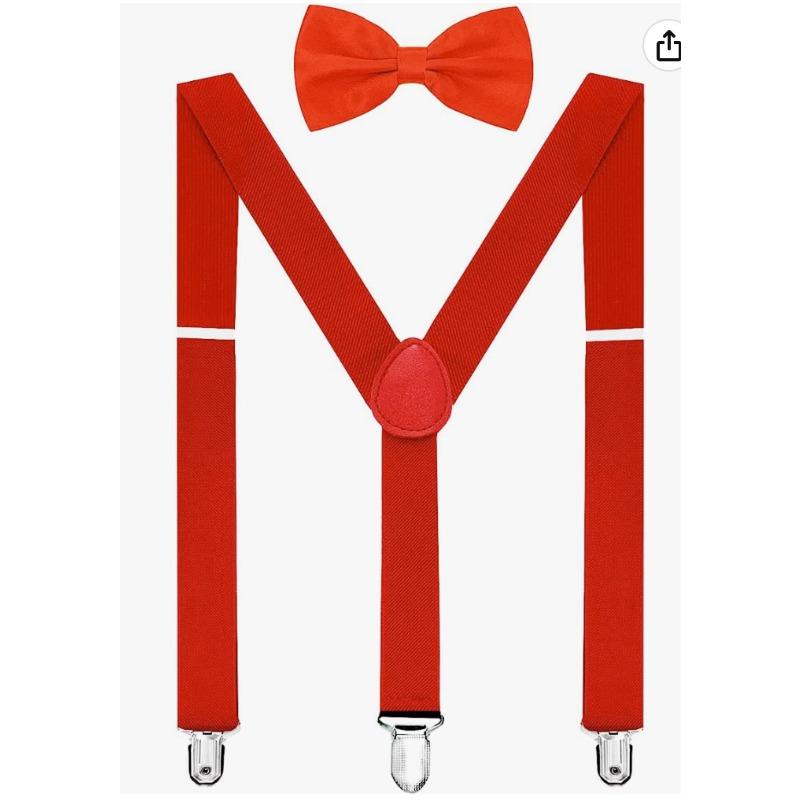 Унисекс Зажим для ремешка Нескользящий ремешок для подтяжек Мужской эластичный ремешок Черный Набор галстука-бабочки для шафера красный