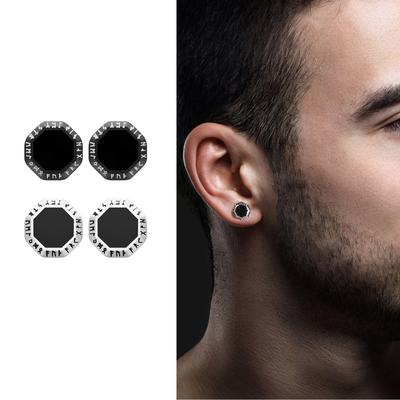 Gothic Norse Viking Earring Studs for Men Stainless Steel Octagon Viking Ear Talisman Vegvisir Mjolnir Amulet Gift for Male Boys